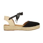 Elöl zárt, szalagos fekete színű balerina