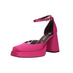 Fuxia elöl zárt platform szatén szandál