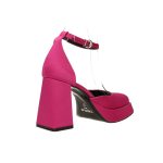 Fuxia elöl zárt platform szatén szandál