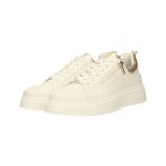 Fehér ecobőr sportcipő sarkán arany betéttel, oldalán cipzárral, memóriahabos belső talprésszel