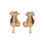 Rosegold elöl nyitott, strasszköves fonott pántos ecobőr szandál, hátul cipzárral 