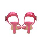 Fuxia elöl nyitott, strasszokkal díszített szatén szandál