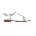 Ezüst színű, lábujjközös szandál, strasszkövekkel díszített pánttal