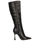 Fekete ecobőr csizma, belső oldalán cipzárral