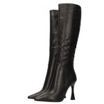 Fekete ecobőr csizma, belső oldalán cipzárral