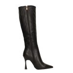 Fekete ecobőr csizma, belső oldalán cipzárral