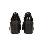 Fekete lakkbőr magassarkú platform cipő, hasáb sarokkal