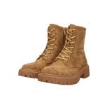 Barna velúr hatású bakancs, belső oldalán cipzár