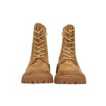 Barna velúr hatású bakancs, belső oldalán cipzár