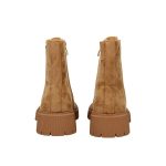 Barna velúr hatású bakancs, belső oldalán cipzár