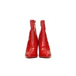 Piros lakkbőr bokacsizma, belső oldalán cipzár