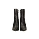 Fekete krokodilbőr mintázatú ecobőr bokacsizma, belső oldalán cipzár
