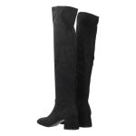 Fekete színű velúrhatású textil csizma,  belső részén cipzárral