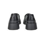 Fekete ecobőr mokaszin,  fém dísszel