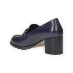Kék színű, elegáns, kockasarkú ecobőr mokaszin