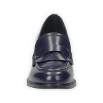 Kék színű, elegáns, kockasarkú ecobőr mokaszin