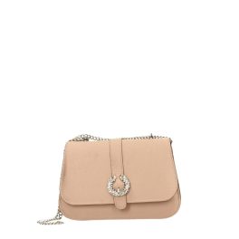   Nude színű elegáns kistáska ezüst színű lánccal, elején köves dísszel