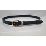 Fekete ecobőr öv arany fonott hatású csattal 
